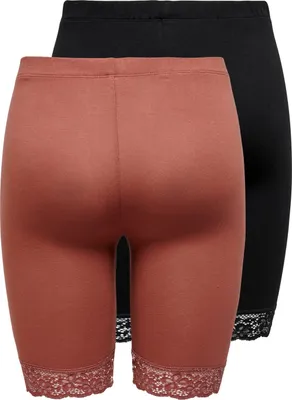 Produktbild von JDY JDY 2x Damen Kurze Capri Leggings Hose JDYSALLY Spitze Shorts Set Stretch Größe: M