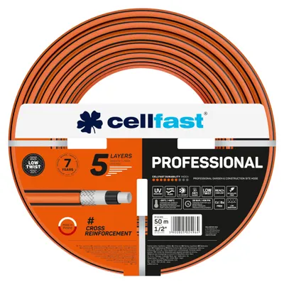 Obrázok produktu pre Záhradná hadica Cellfast Professional, priemer 1/2 palca, dĺžka 50 m, 5-vrstvová