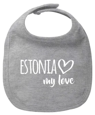 Produktbild von Huuraa Baby Lätzchen Estonia my love Heather Grey Klettverschluss  Baumwolle Latz Geschenkidee