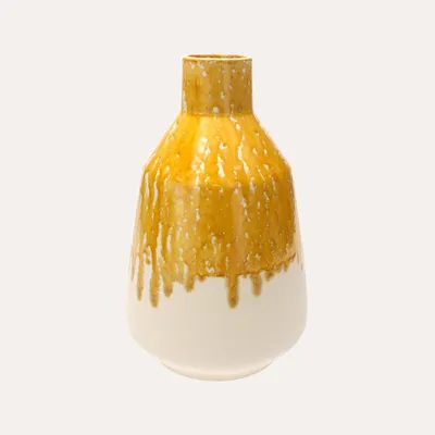 Produktbild von KEYHOMESTORE | Große Amphorenvase aus gelb-ockerfarbener Keramik