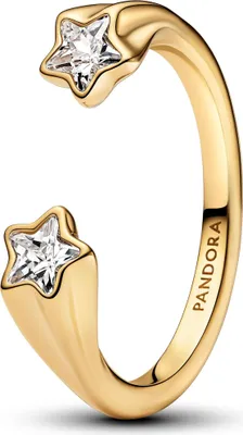 Image de Bague étoile filante pour femme, dorée à l'or fin, collection PANDORA Moments