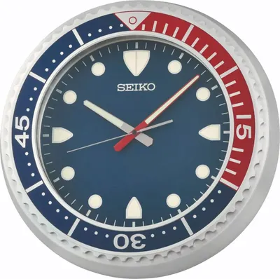 Seiko QXA849S Wanduhr Quarz mit Leisegang Blau/Rot 1