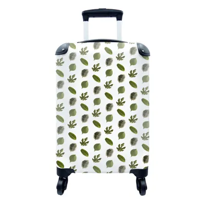 Produktbild von MuchoWow® Koffer Handgepäck Trolley Rollkoffer Kleine Reisekoffer mit 4 Rollen - Blätter - Grün - Muster - Cabin Size < 55x40x23 cm & 55x40x20 cm - Fotokoffer - Kabinenkoffer - Boardgepäck - Reise-Box - Reisekoffer - Reisegepäck - Koffer mit Bild - Trolley für Kinder