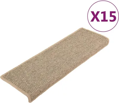 Image de vidaXL Tapis de sol 15 pièces 65x21x4 cm Beige foncé Bord rectangulaire