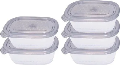 Immagine prodotto di Contenitori da cucina in plastica da 500 ml, grigi, set da 5 pezzi
