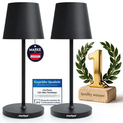 Obrázok produktu pre LED stolná lampa bezdrôtová, mini (balenie po 2 kusy) - čierna, 28 cm