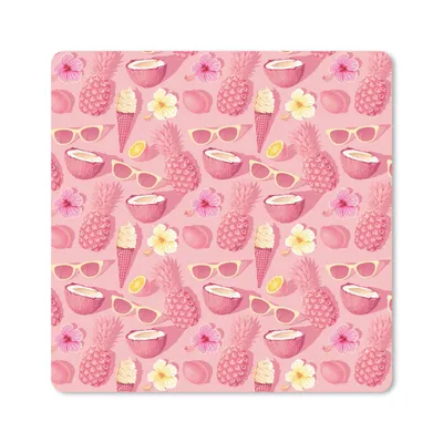 Produktbild von MuchoWow® Mauspad Mousepad Sommer - Rosa - Muster 20x20 cm - Mousepads - Maus Mat - Pad - Mausunterlage - Desk Mat - Bureauartikeln