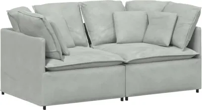 Produktbild von Modulares Sofa mit Kissen Samt Hellgrau