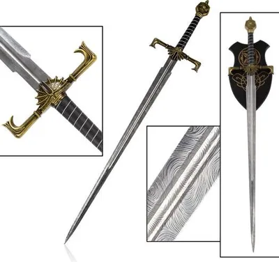 Image de Viserys Targaryen Blackfyre épée inspirée de House of the Dragon, lame en acier inoxydable 108 cm, épée décorative de collection avec support mural JT6266B