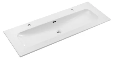Immagine prodotto di Lavabo da incasso LARGO 120 cm in Vetroceramica bianca lucida doppio rubinetto