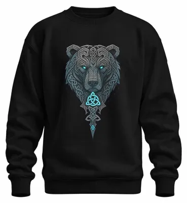 Imagen del producto de Sudadera con cuello redondo, estilo vikingo, con motivos de la mitología nórdica, runas, celtas y berserkers. Color: . Talla: L