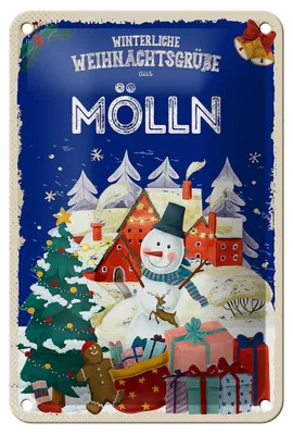 Produktbild von Blechschild Weihnachtsgrüße MÖLLN Geschenk FEST Dekoration 12x18cm