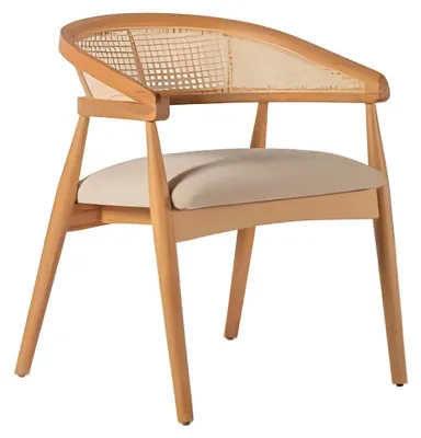 Image de Chaise moderne avec structure en bois et assise rembourrée