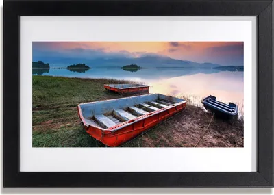 Produktbild von Bild 30x20 MDF-Rahmen Wandkunst Boot Landschaft