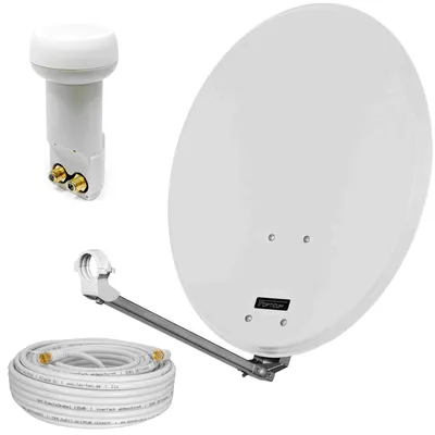 Produktbild von hb-digital Sat Anlage 60cm hellgrau mit Twin LNB und 10m Koaxialkabel