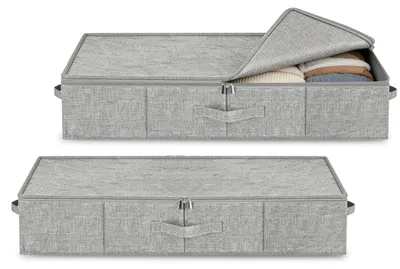 Aufbewahrungsbox unter dem Bett, 12 cm, 2er-Set, faltbar, mit Deckel