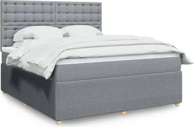 Produktbild von vidaXL Boxspringbett mit Matratze Hellgrau 180x200 cm Stoff