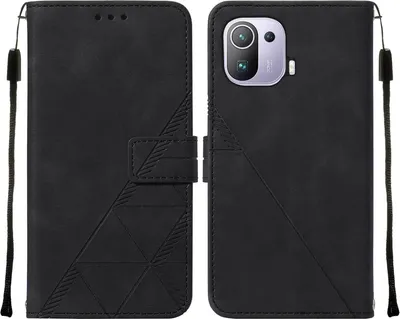 Obrázek produktu pro Flipové kožené pouzdro pro Xiaomi Mi 11 Pro peněženkový design pouzdro s embosováním, držákem karet a stojánkem černé