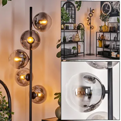Produktbild von Fossobiubo Stehlampe aus Metall/Glas in Schwarz/Rauchfarben/Klar