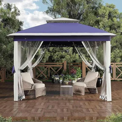 Immagine prodotto di Tenda pop-up - Tenda pieghevole 3,4 x 3,4 m - Zanzariera - Protezione UV50+ e idrorepellente - Altezza regolabile fino a 3 m - Adatta per 5-8 persone - Colore: blu