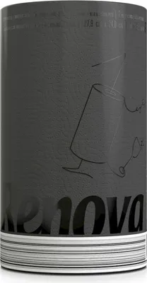 A roll of black paper towels with a subtle textured pattern and a line drawing of a sewing needle and thread.