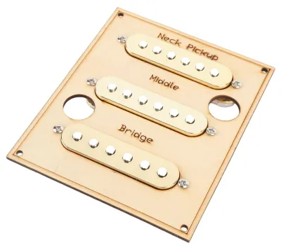 Produktbild von Single-Coil-Tonabnehmer-Set Alnico 5 für E-Gitarre, Hals, Mitte, Steg, Ersatz für Reparaturen, Gold