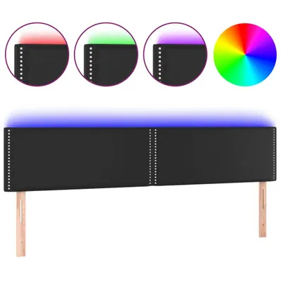 Image de vidaXL Tête de lit LED noir 200x5x78/88 cm similicuir