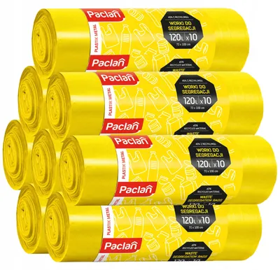 Obrázek produktu pro Odpadkové pytle 120 l, 8 kusů, žluté, pro třídění odpadu