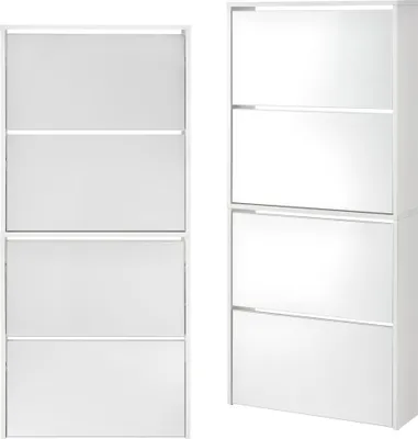 Produktbild von Schuhschrank ’Vogar’ mit 4 verspiegelten Türen für 12 Paar Schuhe 134 x 63 x 17 cm Weiß