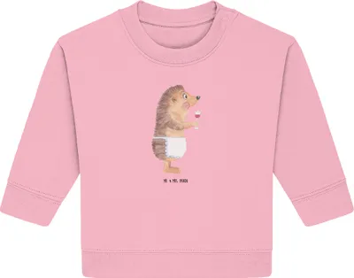 Produktbild von Mr. & Mrs. Panda Organic Baby Pullover Igel Wein 6. - 12. Monat - Baumwolle Pink - Geschenk, Lustige Sprüche, Weißwein, Weinglas, Rotwein, Weintrinker, Bullover