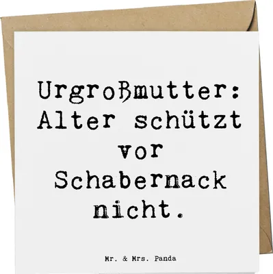 Produktbild von Mr. & Mrs. Panda Grußkarte Spruch Urgroßmutter Schabernack - Weiß - Geschenk, doppelkarte, persönliche Erinnerungen, Weihnachten, Familientradition, handgemacht, Alter