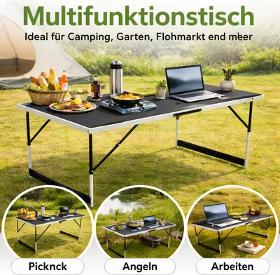 Produktbild von XXL Campingtisch Multifunktionstisch klappbar Alu höhenverstellbar