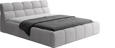 Produktbild von DomoHome Polsterbett GIULIA, Gepolstertes Bett, Komfortbett, Schlafbett mit Polsterung mit Integrierter Bettkasten, Verstellbarem Kopfteil und LED-Beleuchtung, 180x200x96cm, Hellgrau