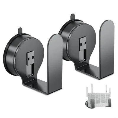 Produktbild von Wandmontierte Kabelbox, Routerhalterung, Wandregal (ohne Bohren), Routerschrank mit Saugnapf, WLAN-Routerbox, WLAN-Aufbewahrungsbox, kleines Wandregal, schwebendes WLAN-Rack, grau