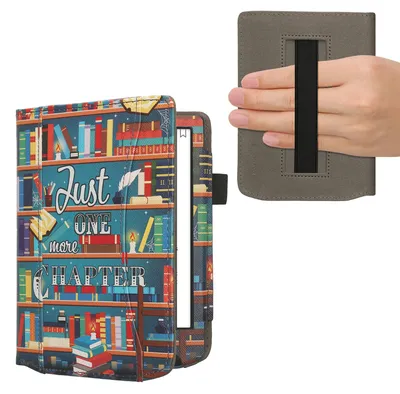 Produktbild von kwmobile Flip Hülle kompatibel mit Pocketbook Verse / Verse Lite / Verse Pro / Color / Vivlio Light/Light HD - Vorderfach Handschlaufe - Bibliothek