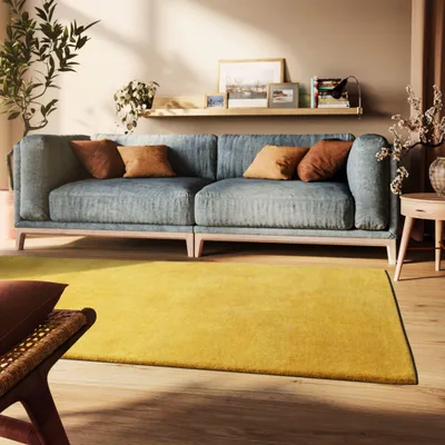 Produktbild von Steffensmeier Gabbeh Teppich Sowana | Schurwolle, Gold, Größe: 240x340 cm Kurzflor Teppich für Wohnzimmer