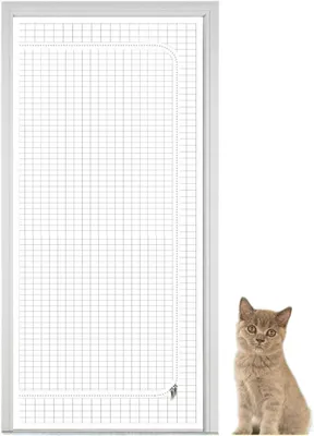Produktbild von Katzenschutzgitter für Türen im Innenbereich mit kratzfestem, verdicktem Netz und Reißverschluss für Eingänge, Terrassen, Balkone und Wohnbereiche