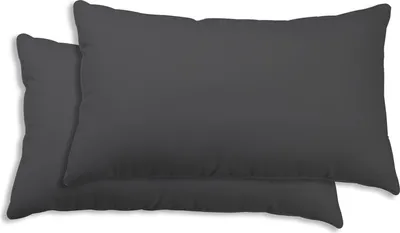 Produktbild von 2er Set Kissenbezug Kissenhülle 40x80 cm anthrazit Uni Kopfkissenbezug Baumwolle