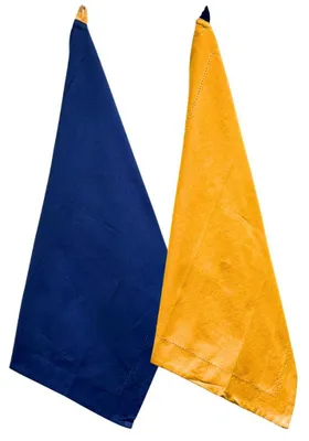 Obrázek produktu pro HOME ELEMENTS Utěrka z recyklované bavlny, 2 ks, 50x70 cm, tmavomodrá + žlutá