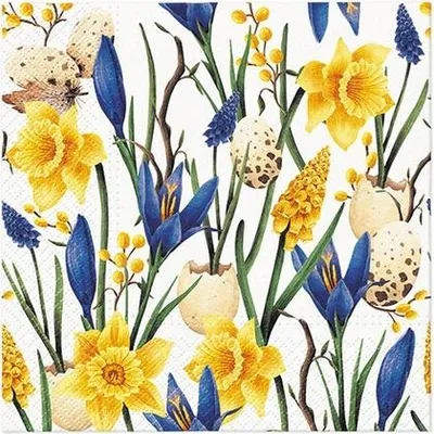 Obrázok produktu pre Papierové obrúsky JARNÉ KVETY Lúka Narcisy Narodeniny 33x33cm 20ks.