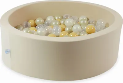 Produktbild von Trockenpool 90x30 beige mit 200 Bällen: transparent, opaleszierend, hellgold, beige
