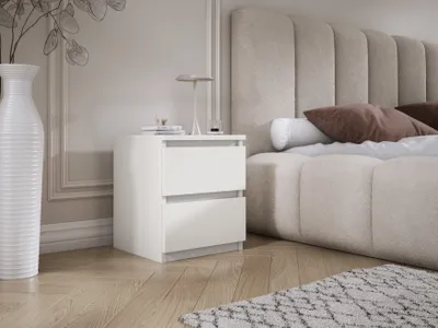 Obrázek produktu pro Noční stolek se dvěma zásuvkami - 45 × 36 × 36 cm - Barva: bílá