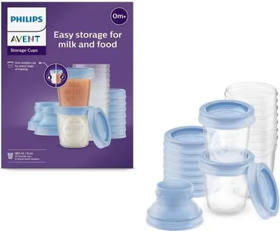 Immagine prodotto di Philips Avent Contenitori per latte materno, 10 pezzi da 180 ml, con 2 adattatori