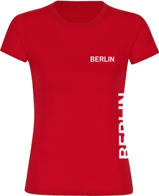 Produktbild von multifanshop Damen T-Shirt - Berlin rot - Brust & Seite, rot, Größe S