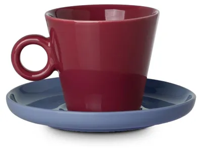 Produktbild von Estia | Tasse - Porzellantasse 200 ml - Kaffeetasse - rot blau - mit Untertasse - Teetasse