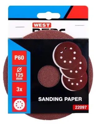 Zdjęcie produktu dla Papier ścierny WESTBERG SZ P60/125 3 szt. 8 otworów 22097.01