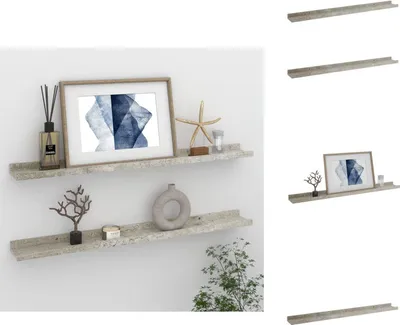 Image de vidaXL Étagères murales 2 pcs. Gris béton 80x9x3 cm - Etagères murales