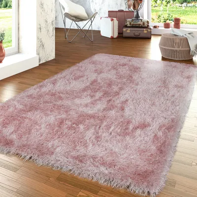 Produktbild von TT Home Wohnzimmer Teppich Hochflor Langflor Schlafzimmer Modern Plüschig Unifarben Größe 60x100 cm
