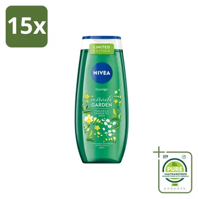 Zdjęcie produktu dla 15 sztuk żelu pod prysznic NIVEA, zapach frezji i zielonej herbaty, pojemność 250 ml - opakowanie zbiorcze