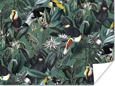 Produktbild von MuchoWow® Poster Blumen - Vogel - Collage 120x90 cm - Wandbild